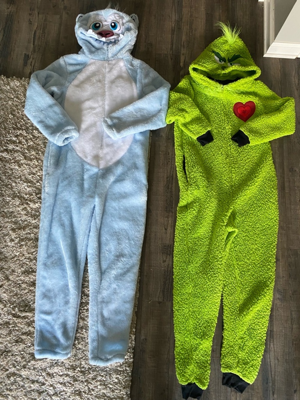 Abominable Snowman and The Grinch  Plush One-Piece Hooded Costume